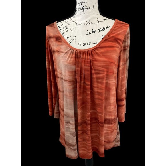 Only Nine Woman Orange Ombre Tunic Blouse- Size 1X - Picture 1 of 3